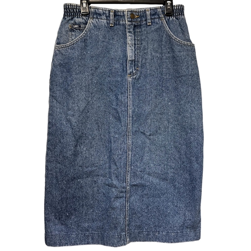 VTG Lee Jean Denim Midi Skirt Sz 10 M